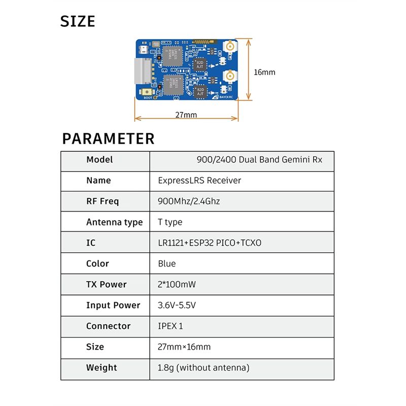 B78B-900Mhz 2.4Ghz 915M ELRS R - đánh giá và giá Drone Racing Receiver
